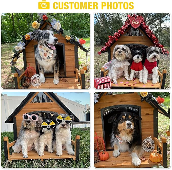 AIVITUVIN Outdoor Dog House with Anti-Chewing Durable Metal Frame Dog Kennel for Large Breed Dog Shelter Weatherproof (Brown 50.9" D x 37.4" W x 37.2" H-Mewly Pet