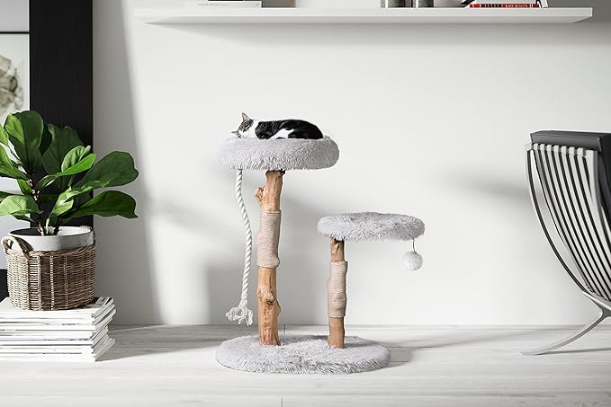 MAU Modern Cat Tower - Wooden Cat Scratching Tree & Condo - Luxury Collection - Cat Lovers Gift-Mewly Pet