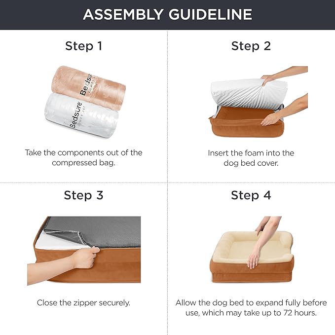 Bedsure Orthopedic Dog Beds for Small Dogs - Washable Small Dog Cat Bed Waterproof, Comfort Pet Couch Sofa with Washable Removable Cover, Pets Bed with Nonskid Bottom, Ember Clay, 24"-Mewly Pet