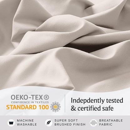 LuxClub 4 PC Sheet Set Bed Sheets Deep Pockets 16" Eco Friendly Wrinkle Free Cooling Machine Washable Hotel Bedding Silky Soft - Linen King