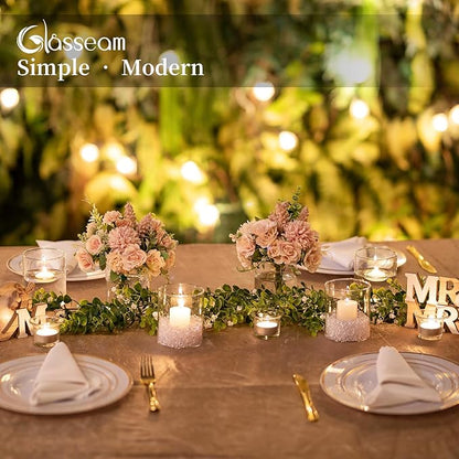 Glasseam Glass Hurricane Candle Holder Set of 12, Cylinder Pillar Candle Holders for Table, Modern Floating Candle Decorations, Clear Glass Cylinder Vase for Centerpieces Wedding Dining Table, 4inch