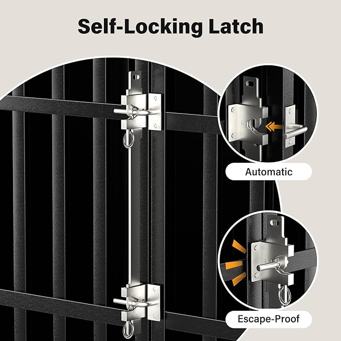 42 inch Heavy Duty Dog Crate with Self-Locking Latch, Indestructible Steel Large Kennel with Enclosed Design, Chew-Proof and Escape-Proof Pet Cage for High Anxiety Dogs-Mewly Pet