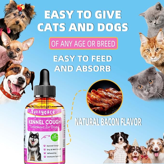 Dog Cough Treatment，Effective Kennel Cough Medicine for Dogs & Cats, Natural Kennel Cough Treatment and Allergy Relief, Herbal Drops for All Breeds & Sizes, Soothing Dog Cough Medicine-Mewly Pet