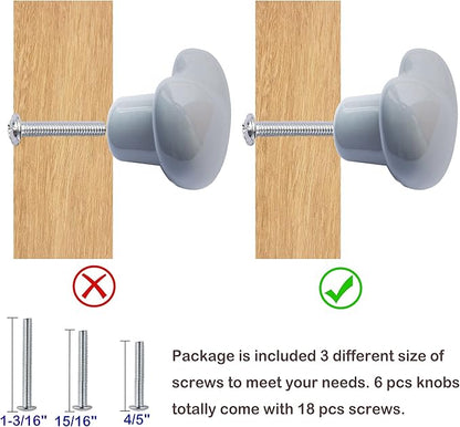 Ceramic Drawer Knobs Heart Shape Cabinet Dresser Pulls Handles with 3 Sized Screws, Kitchen Furniture Knobs for Closet Cupboard Wardrobe (6, Grey)