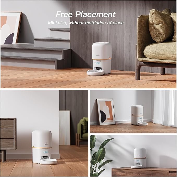 Automatic Cat Feeder - 2L Cat Food Dispenser, Timed Auto Pet Feeder with 180-day Battery Life, 1-6 Meals Per Day, 1-16 Portion, Ceramic Bowl, Desiccant Bag Keeps Dry Food Fresh, Also for Small Dogs-Mewly Pet