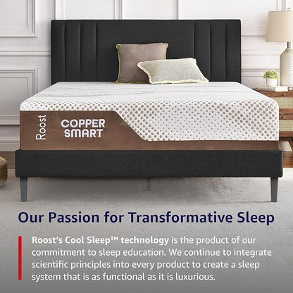 ROOST SLEEP 14-Inch Twin Mattress with Medium Firm Support, CertiPUR-US Certified, Copper Smart Thermic Cooling Gel Memory Foam for Hot Sleepers, Made in USA