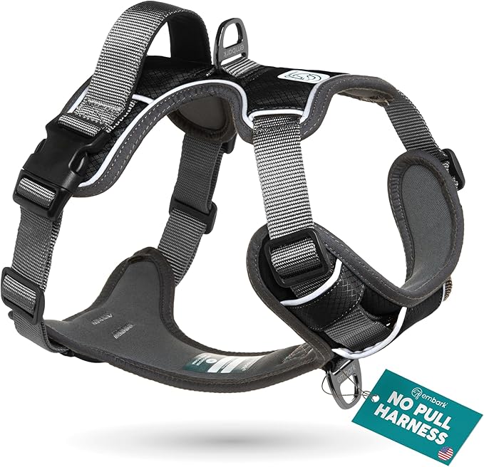 Embark Adventure Dog Harness, Reflective Trim No Pull Dog Harness Medium Sized - Military Grade Nylon, Front Clip with Gel Lined Handle. Soft & Padded Puppy Harnesses for Any Breed-Mewly Pet