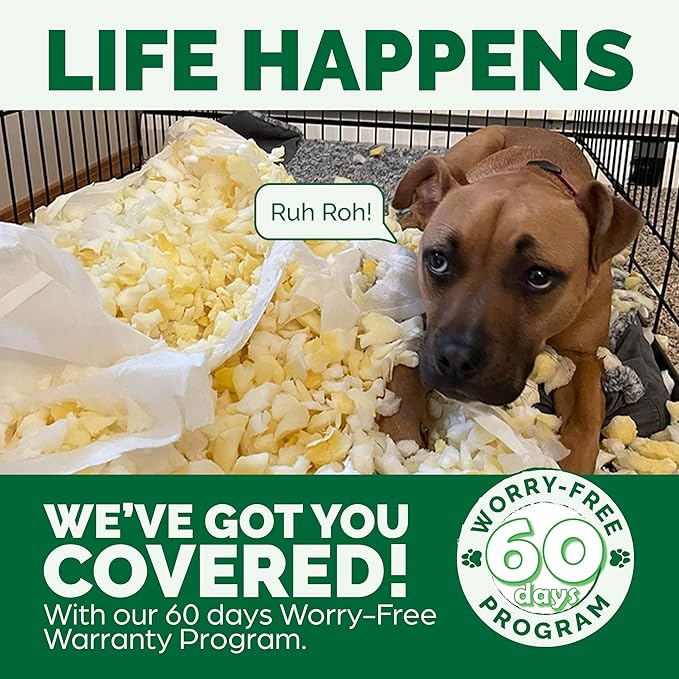 Furhaven Cooling Gel Dog Bed for Medium/Small Dogs w/ Removable Bolsters & Washable Cover, For Dogs Up to 35 lbs - Luxe Faux Fur & Performance Linen Sofa - Woodsmoke, Medium-Mewly Pet