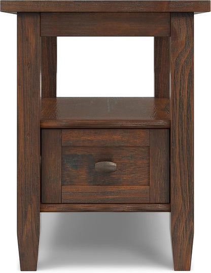 SIMPLIHOME Warm Shaker SOLID WOOD 14 Inch Wide Rectangle Transitional Narrow Side Table in Distressed Charcoal Brown, For the Living Room and Bedroom