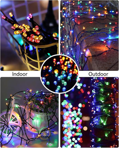 Blingstar Christmas Lights Multicolor 66 Ft 200 LED String Lights 30V Plug in Connectable Twinkle Lights 8 Modes Bright Green Wire Decorative Lights for Indoor Outdoor Xmas Tree Bedroom Holiday Party