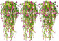 RECUTMS Artificial Hanging Plants with Lights Fake Hanging Plant Faux Eucalyptus Leaf Greenery Vine Outdoor UV Resistant Plastic Plants Home Garden Wedding Party Indoor Outdoor Decorations (Fuchsia)