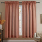 RYB HOME Natural Linen Curtains 72 inch Length, Thick Heavy Textured Breathable Privacy Assured Wrinkle Resistance Boho for Dining Room Laundry Room, W 52 x L 72 inches, Terracotta, 2 Panels