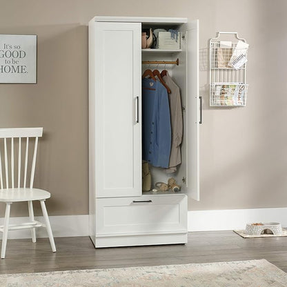 Sauder HomePlus Wardrobe/Storage Cabinet, Spacious Hidden Storage, Wardrobe Armoire, 29.1x20.9x71.2 - Soft White Finish