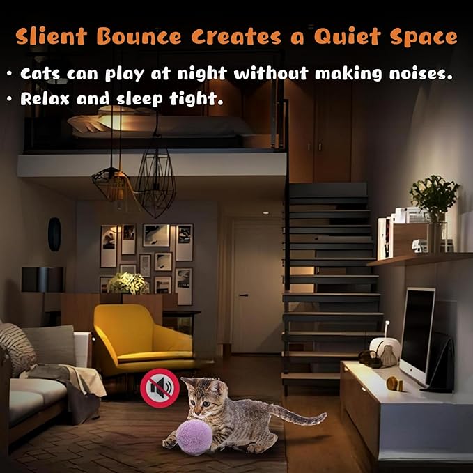 Low Noise Interactive Cat Ball Launcher Gun, 1 Noise-Reduced Launcher (New Upgraded), 20 Pcs Colorful Silent Plush Pom Pom Balls (1.2 inches), with 4 Pcs Cat Spring Toy-Mewly Pet