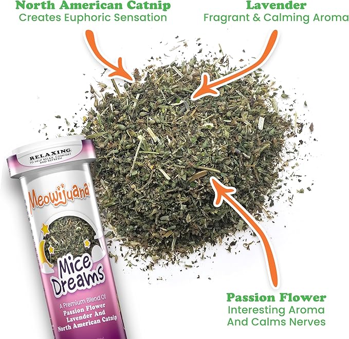 Meowijuana Sleepy Time Bundle | Get Hung Refillable Moon and Stars Toy and Mice Dreams Catnip Blend | Promotes Play and Cat Health | Includes North American Organic Catnip-Mewly Pet