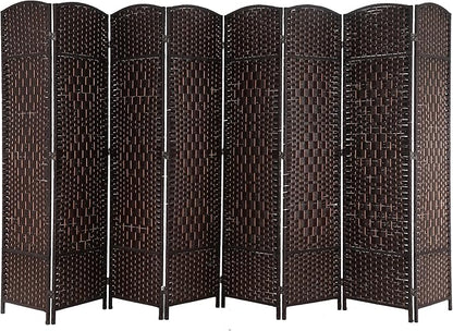 Room Divider 8 Panel Folding Privacy Divider 6 Ft Indoor Wall Divider Portable Partition Wood Screen, Brown