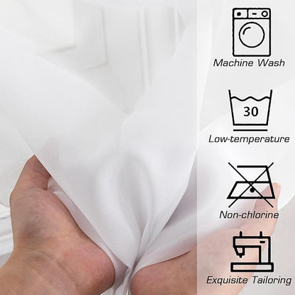 OWENIE Short Sheer Curtains 30 Inches 2 Panels Set, Kitchen Curtains Tiers Light Filtering Rod Pocket Cafe Curtain for Bathroom Small Half Window, 42 in W x 30 in L, White
