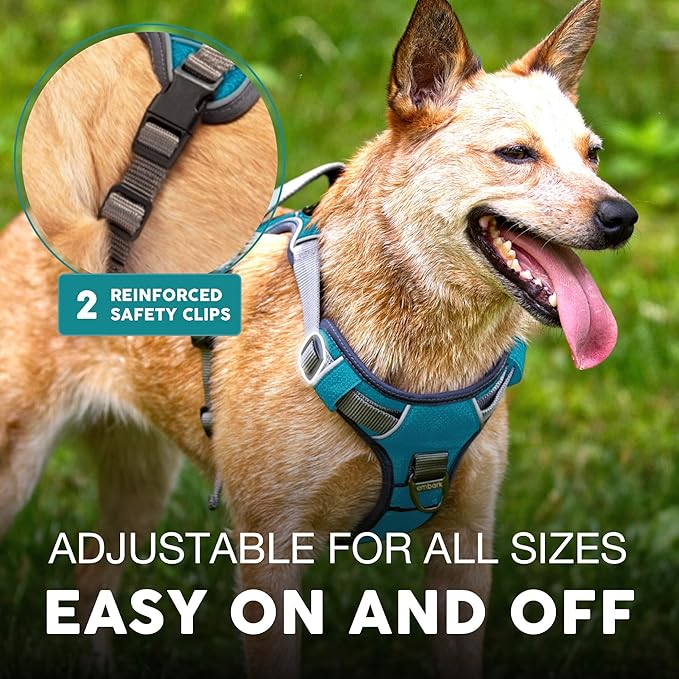 Embark Adventure Dog Harness, Reflective Trim No Pull Dog Harness Medium Sized Dogs - Military Grade Nylon, Front Clip with Gel Lined Handle.-Mewly Pet