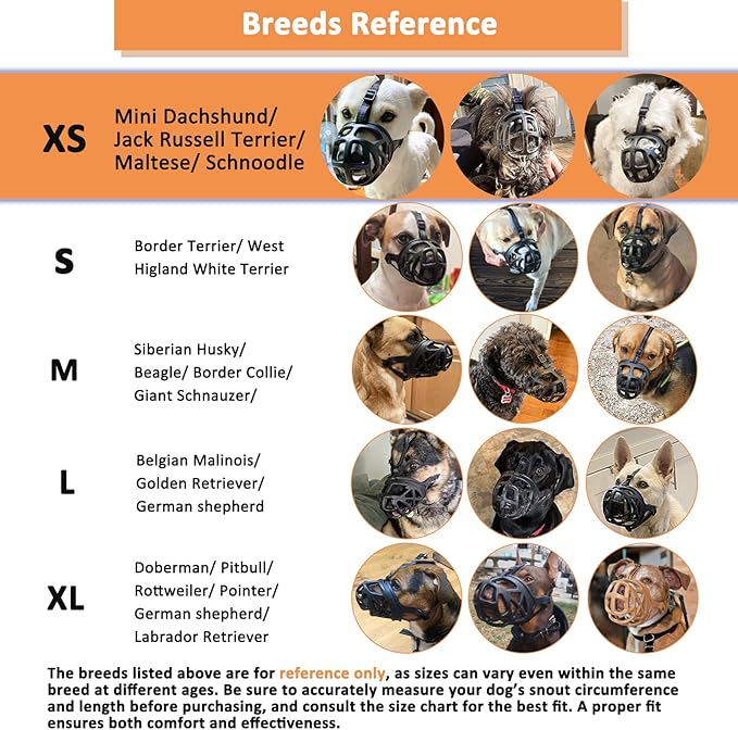 BARKLESS Dog Muzzle, Basket Muzzle for Biting, Chewing and Scavenging, Humane Cage Mouth Cover, Perfect for Grooming and Training Small, Medium, Large Aggressive Reactive Dogs (XS, Black)-Mewly Pet