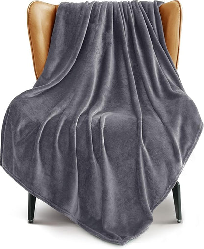 Exclusivo Mezcla Extra Large Fleece Throw Blanket for Couch, Sofa, 300GSM Super Soft and Warm Blankets, Grey Throw All Season Use, Cozy, Plush, Lightweight, 50x70 Inches