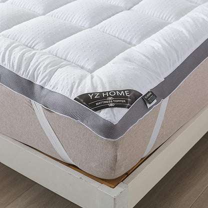 Mattress Topper King Mattress Pad Protector - Quality Plush Luxury Down Alternative Pillow Top - Extra Thick Mattress Cover(King Size)