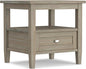 SIMPLIHOME Warm Shaker SOLID WOOD 20 inch Wide Rectangle Transitional End Side Table in Distressed Grey for the Living Room and Bedroom