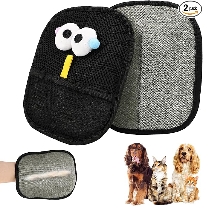 2 PCS Electrostatic Pet Hair Remover, Pet Hair Remover Tool for Cats & Dogs, Cleaning Gloves for Carpet, Couch, Furniture, Car Seat, Double-Sided, Reusable, Washable-Mewly Pet