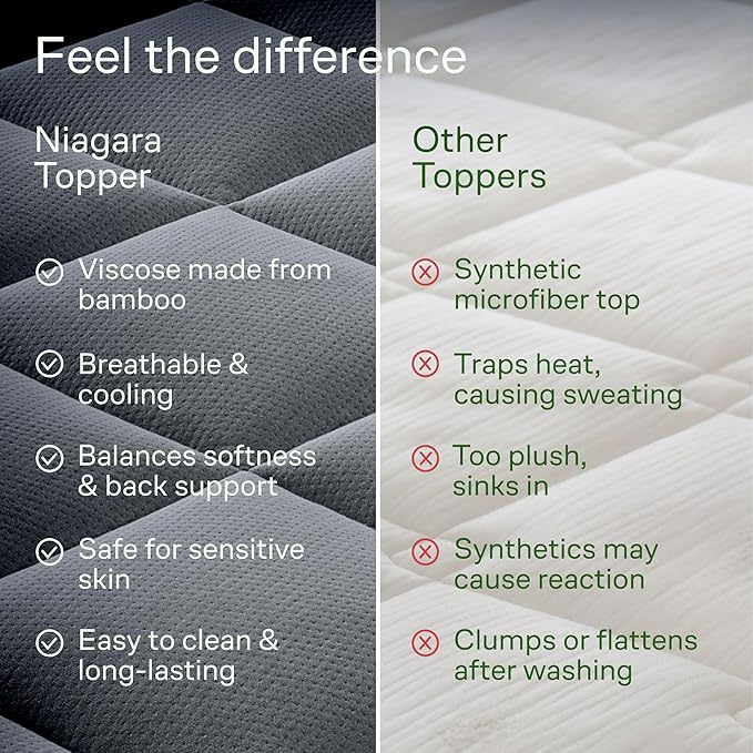 Ultra Soft Twin XL Size Mattress Topper - Viscose Made from Bamboo Pillow Top Mattress Pad for Back Pain Relief - Naturally Cooling for Hot Sleepers, Gray