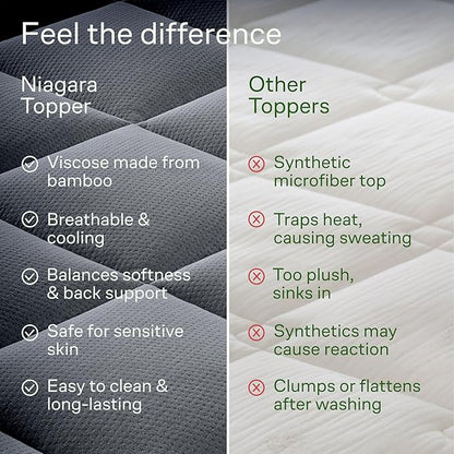 Ultra Soft Queen RV Size Mattress Topper - Viscose Made from Bamboo Pillow Top Mattress Pad for Back Pain Relief - Naturally Cooling for Hot Sleepers, Gray