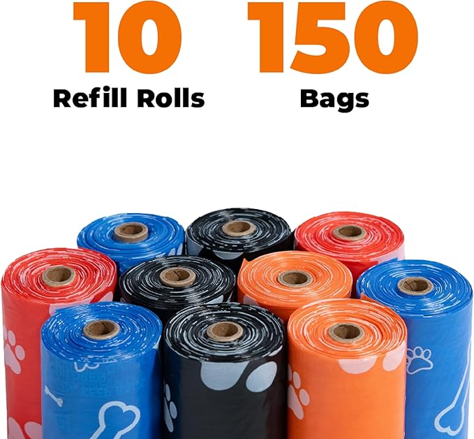 Best Pet Supplies Poop Bags for Dogs, 50% Post-Consumer Recycled Content dog waste bags on rolls, fits all poop bag holders for leashes - 150 Count, Assorted Colors, Scented-Mewly Pet