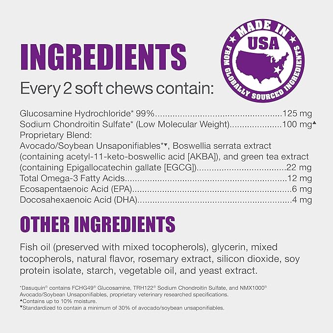 Nutramax Dasuquin Joint Health Supplement for Cats - With Glucosamine, Chondroitin, ASU, Boswellia Serrata Extract, Green Tea Extract, and Omega-3, 84 Soft Chews-Mewly Pet