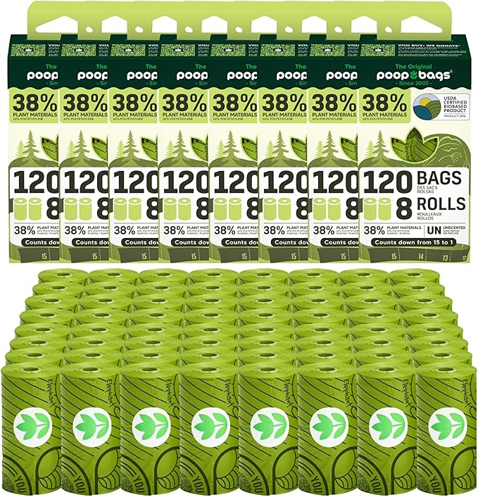 The Original Poop Bags® Dog Poop Bags Rolls – 38% Plant-Based, USDA Certified, Unscented, Leak-Proof & Durable Waste Bags for Dogs, 960 Count-Mewly Pet
