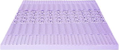Mellow 3 Inch 5-Zone Memory Foam Mattress Topper, Soothing Lavender Infusion, Dorm Essentials, King
