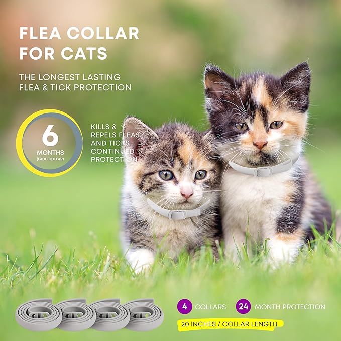 Flea and Tick Prevention Collars for Cats: Effective Pet Flea & Tick Treatment for Cats - Waterproof Adjustable Flea Tick Collars for Large & Small Cat, Outdoor Fleas Ticks Control for Kittens 4 Pack-Mewly Pet