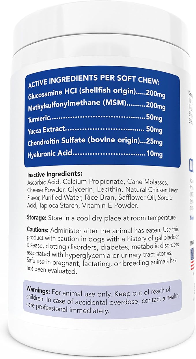 Nootie Glucosamine for Dogs - 250 ct - Hip and Joint Soft Chews Supplement for Dogs - Daily Dog MSM Chondroitin Chews with Turmeric - Joint Care Vitamins for All Breeds and Sizes USA-Mewly Pet