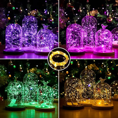 6 Pack Fairy Lights Battery Operated Lights, 7ft 20 Led Multicolor Mini String Lights, Waterproof Silver Wire Starry for Mason Jars Wedding Party Centerpiece Table Christmas