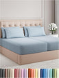 Split King Sheets Set 7 Piece - Includes 4 Pillowcases - Bed Sheets Split King - Soft Hotel Luxury Bedding - Cooling & Breathable - 1 Flat & 2 Fitted & 4 Pillowcases w/ Deep Pockets - Heathered Blue