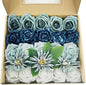 Artificial Flowers Fake Roses, Faux Plant with Stems for DIY Wedding Bouquets Bridal Shower Centerpieces Arrangements Party Tables Decorations (23, Mix Shades of Blue)