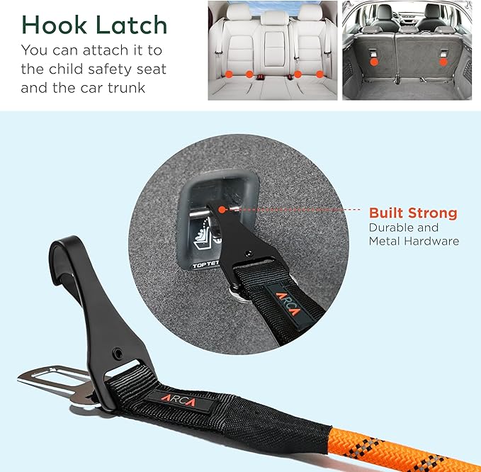 Dog Seat Belt for Car | Universal Dog Car Seatbelt | Durable Reflective Rope with Clip Hook Latch, Buckle and Carabiner- Safe and Secure Pet Safety Restraint (Orange)-Mewly Pet