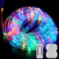 LED Rope Lights Outdoor String Light Battery Powered with Remote Control, 8 Modes Color Changing Waterproof LED Strip Light Fairy Light 40Ft for Christmas Party Camping Decoration, 1 P
