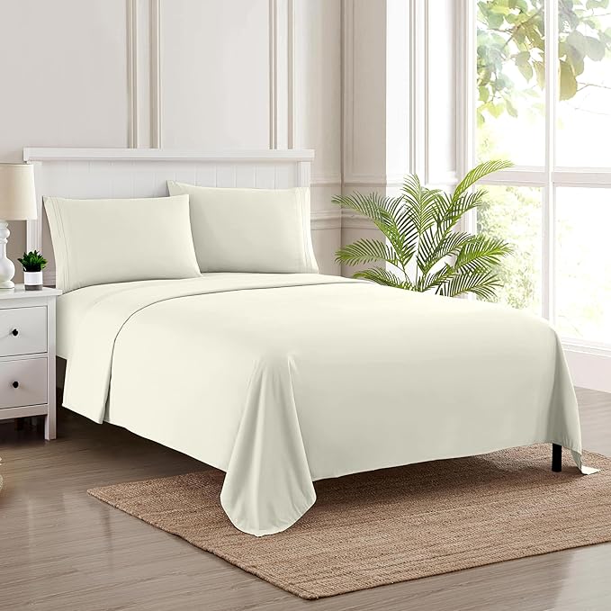 Full Size Sheet Sets - Breathable Luxury Sheets with Full Elastic & Secure Corner Straps Built In - 1800 Supreme Collection Extra Soft Deep Pocket Bedding, Sheet Set, EXTRA DEEP pocket - Full, Ivory