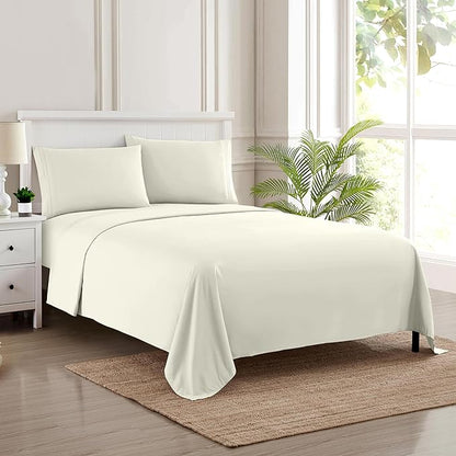 Full Size Sheet Sets - Breathable Luxury Sheets with Full Elastic & Secure Corner Straps Built In - 1800 Supreme Collection Extra Soft Deep Pocket Bedding, Sheet Set, EXTRA DEEP pocket - Full, Ivory