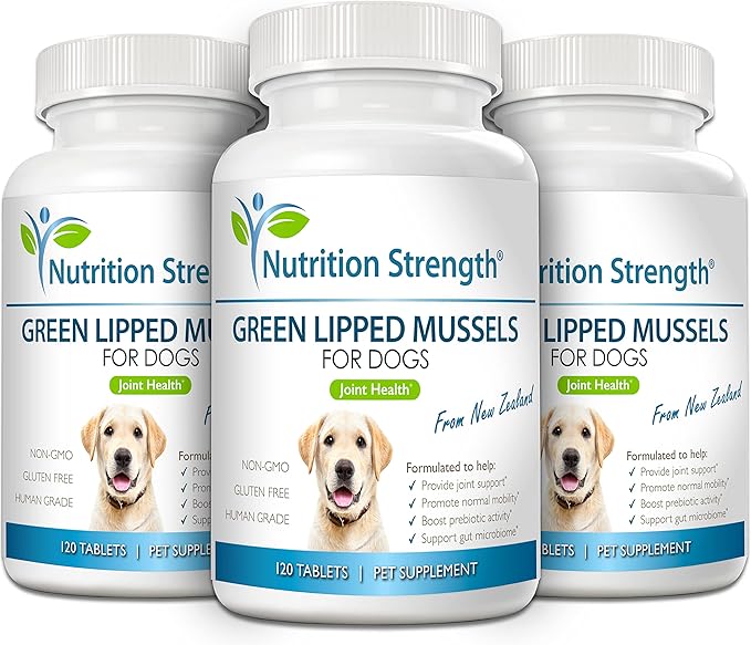 Green Lipped Mussels for Dogs for Joint Support & Inflammatory Relief, Promote Normal Mobility & Flexibility, Boost Prebiotic Activity, Support Gut Microbiome, 120 Chewable Tablets-Mewly Pet