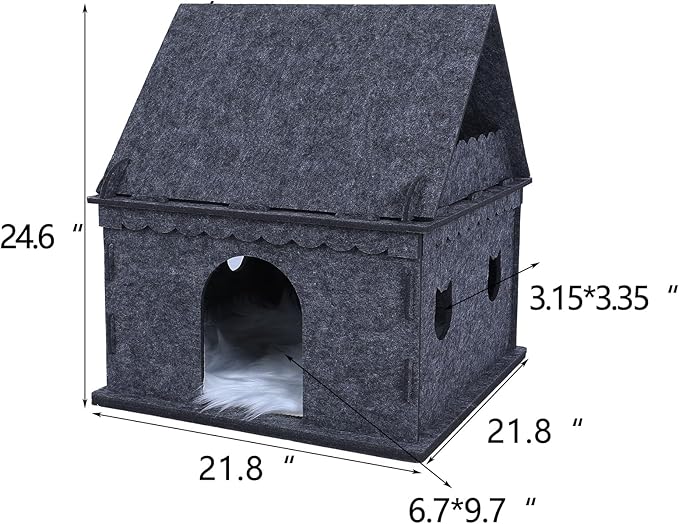 2-Tier Indoor Cat Apartment，Cozy Pet Cat Bed, Hideaway, and Sturdy Cat Castle for Multiple and Large Cats-Mewly Pet