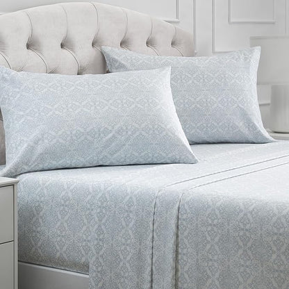 Mellanni Full Sheets Set - 4 PC Iconic Collection Bedding - Hotel Luxury, Extra Soft, Cooling Bed Sheets - Wrinkle, Fade, Stain Resistant (Full, Laced Sky Blue)