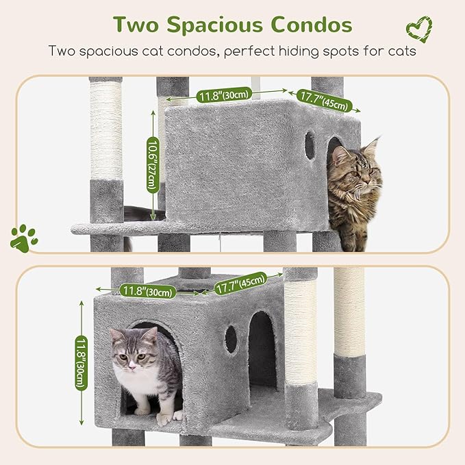 Globlazer Giant Cat Tree, 83 inch Cat Tree for Indoor Cats Large Adult, XXL Cat Tower with 9 Scratching Posts for 20lb+ Heavy Duty Large Adult Cats, F83, Light Grey-Mewly Pet