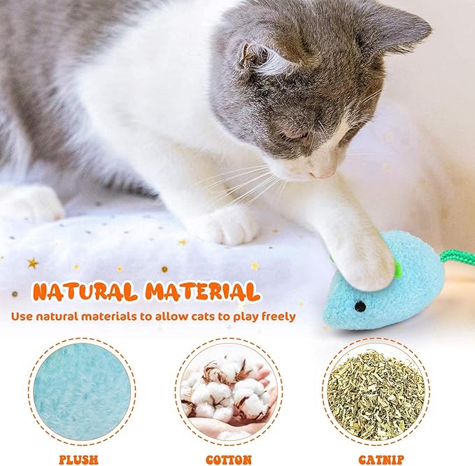 Catnip Toy - 6Pcs Cats Mouse Plush Cat Toys Realistic Cute Kitten Mice Filled Catnip for Cat Chew Toy1-Mewly Pet