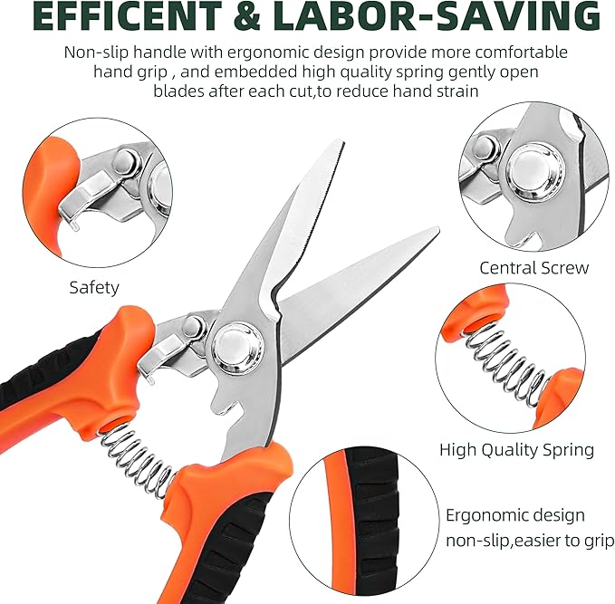 3-Pack Stainless Steel Pruning Shears, Pruning Snips and Clippers for Gardening-Mewly Pet