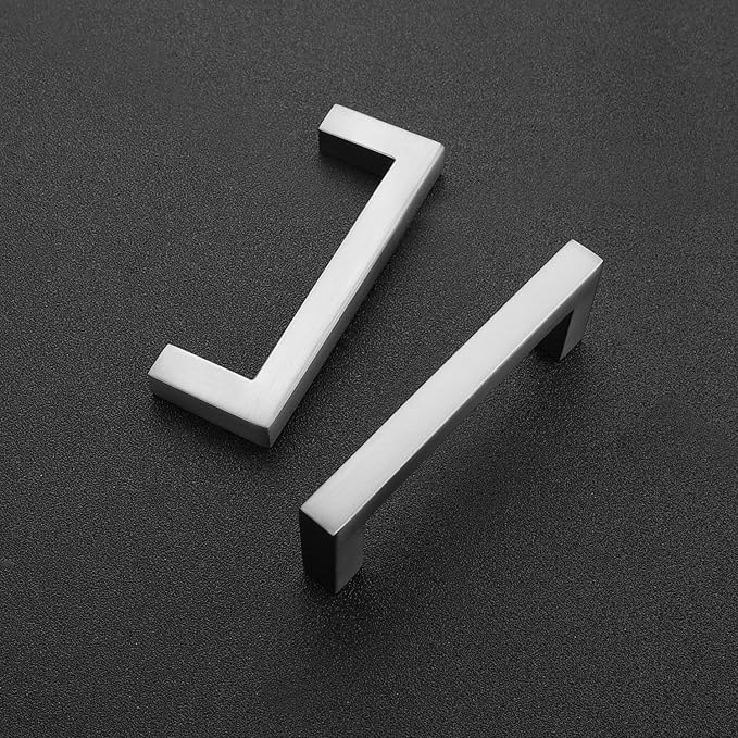 Ravinte 10 Pack Solid 3 Inch Center to Center Slim Square Bar Drawer Handles - Cabinet Hardware Brushed Nickel Pulls for Kitchen and Drawers