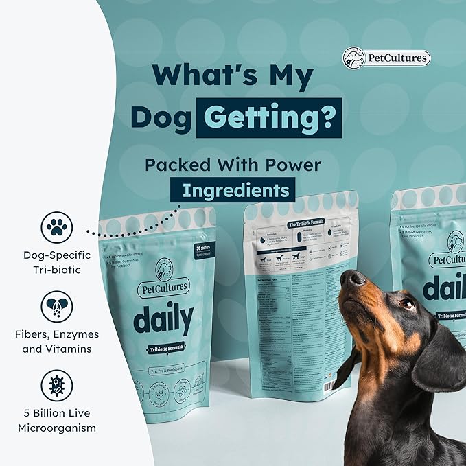 Daily Synbiotic Formula - A TriBiotic Blend with 6 Strains, B-Vitamins, and Digestive Enzymes in 30 Packs-Mewly Pet